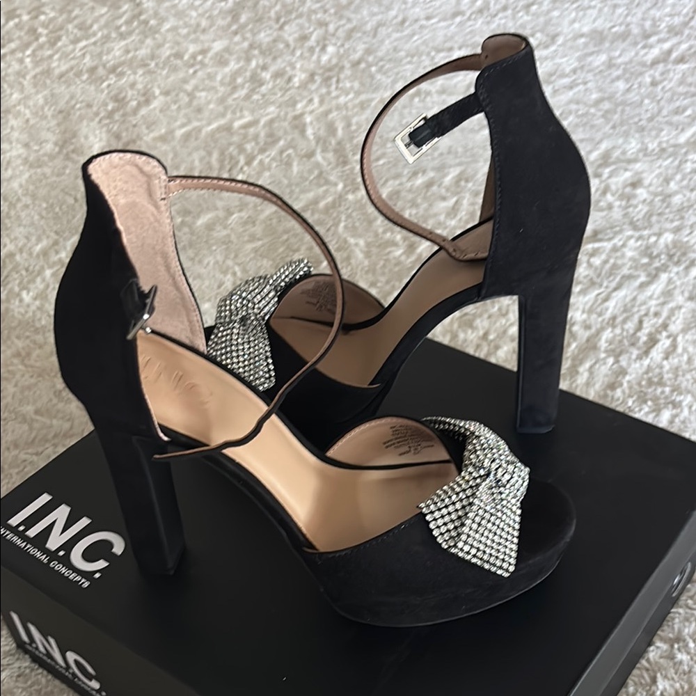 INC International Concepts Black Heels with Silver Details